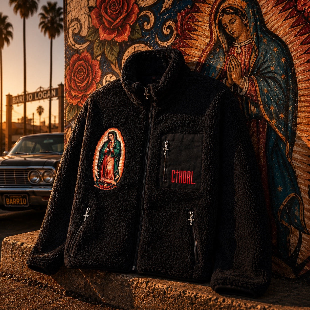 Virgen de Guadalupe Sherpa Jacket