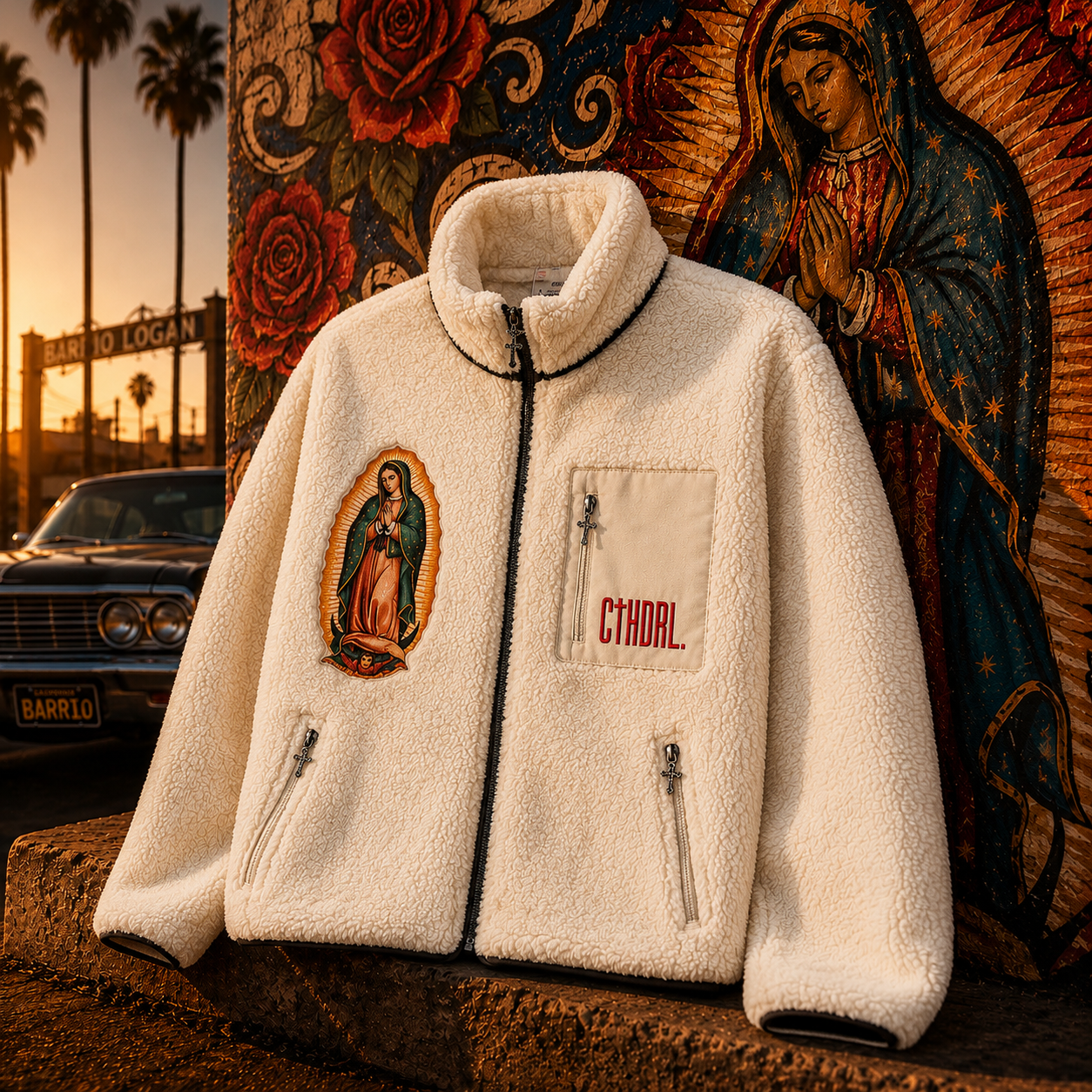 Virgen de Guadalupe Sherpa Jacket